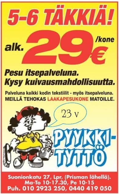 Pyykkityttö mainos